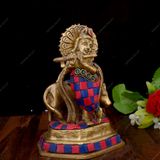 Brass Krishna with Cow Stonework