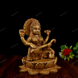 Brass Saraswati Sitting on a Lotus Flower