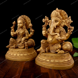 Brass Ganesha Laxmi on Oval Paoti