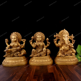 Brass Laxmi Ganesha Saraswati Sitting Paoti