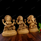 Brass Laxmi Ganesha Saraswati Sitting Paoti