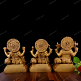 Brass Laxmi Ganesha Saraswati Sitting Paoti