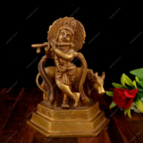 Brass Krishna with Cow