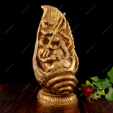 Brass Dancing Ganesha in Conch Shell