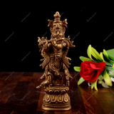 Brass Lord Krishna Idol Playing Flute Small