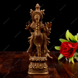 Brass Lord Krishna Idol Playing Flute Small