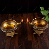 Brass Kuber Diya On Tortoise - Set of 2