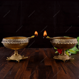 Brass Kuber Diya On Tortoise - Set of 2