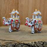 Metal Ambabari Meenakari Work Painted - 3 Inches - White - Set of 2