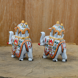 Metal Ambabari Meenakari Work Painted - 3 Inches - White - Set of 2