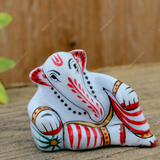 Enameled Metal Resting Ganesha Idol - 1 Inches