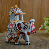 Metal Ambabari Meenakari Work Painted - 3 Inches - White