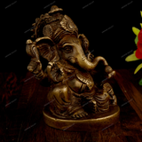 Brass Charbhuja Ganesha - Antique Look