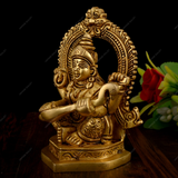 Brass Goddess Saraswati Idol Fine Work