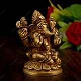 Brass Ganesha Idol Sitting Miniature