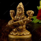 BRASS LORD SARASWATI IDOL Miniature