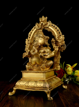 Brass Music Ganesha Idol - Manjira