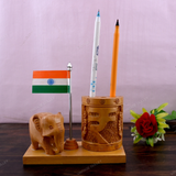 Wooden Carved Pencil & Pen Holder