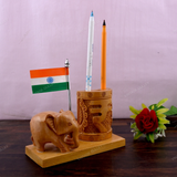 Wooden Carved Pencil & Pen Holder
