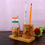 Wooden Carved Pencil & Pen Holder