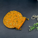 Women's Velvet Ethnic Rajasthani Potli Bag - Yellow