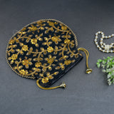 Women's Velvet Ethnic Rajasthani Potli Bag - Grey