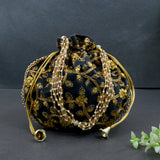 Women's Velvet Ethnic Rajasthani Potli Bag - Grey