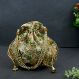Women's Ethnic Rajasthani Potli Bag - Beige Green