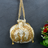 Women's Peacock Motif Potli - Whjite