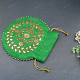 Women's Flower Motif Potli - Green