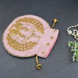 Women's Peacock Motif Potli - Light Pink