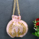 Women's Peacock Motif Potli - Light Pink