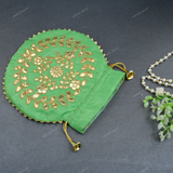 Women's Flower Motif Potli - Light Green