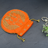 Women's Peacock Motif Potli - Orange