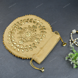 Women's Flower Motif Potli - Cream