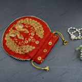 Women's Peacock Motif Potli - Maroon