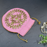 Women's Flower Motif Potli - Light Pink