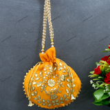 Women's Flower Motif Potli - Orange