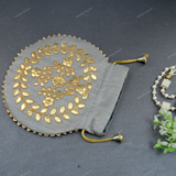 Women's Flower Motif Potli - Grey