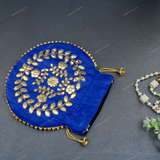 Women's Flower Motif Potli - Blue