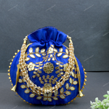 Women's Flower Motif Potli - Blue