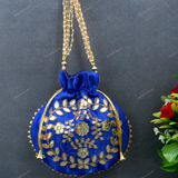 Women's Flower Motif Potli - Blue