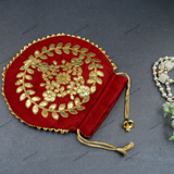 Women's Flower Motif Potli - Red