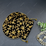 Women's Velvet Ethnic Rajasthani Potli Bag - Black