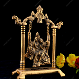 White Metal Gold Oxidized Radha Krishna Jhula Decorative Diwali Home Decoration & Gift Item