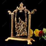 White Metal Gold Oxidized Radha Krishna Jhula Decorative Diwali Home Decoration & Gift Item