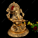 Metal Reading Ganesha Idol for Home Decor