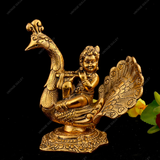 White Metal Golden Oxidized Bal Gopal on Peacock