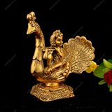 White Metal Golden Oxidized Bal Gopal on Peacock