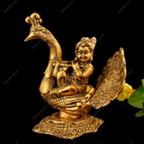White Metal Golden Oxidized Bal Gopal on Peacock